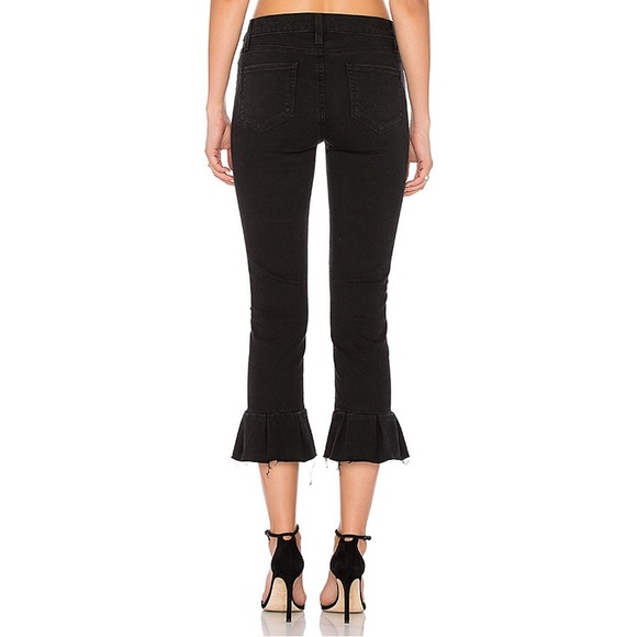 Design Lab Lord & Taylor Black Crop Ruffle Jeans - Picture 3 of 13